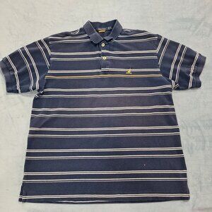 Nautica 2 Button Down Collared  Mens XL Navy Blue White Striped Polo